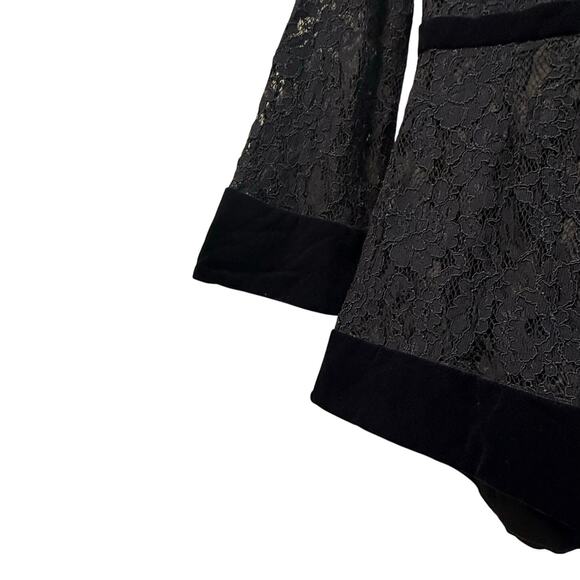 do+be v neck Lace Bell Sleeve Romper dress women black sz small - Picture 6 of 15